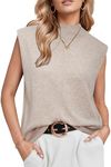 Arach&Cloz Womens Fall Summer 2024 Sweater Vest Business Casual Outfits Work Tank Tops Cashmere Blended Mock Neck Sleeveless Turtleneck Knit Dressy Clothes (Apricot,Medium)