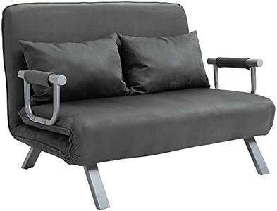 HOMCOM Divano Letto Singolo in Pelle PU e Acciaio con Seduta Regolabile in 5 Posizioni e Cuscini Staccabili, 105x80x78 cm, Grigio