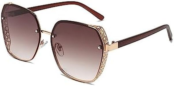 LumiSyne Gafas De Sol Polarizadas Grandes Hombre Mujer Lente Transparente Gradiente Marco De Metal Hueco Lentes De Sol De Señora UV400 Antirreflejos Parasol Gafas Moda Para Aire Libre Viajes Conducir