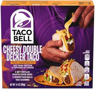 Taco Bell Cheesy Double Decker Taco Dinner Kit with 6 Soft Tortillas, 6 Crunchy Taco Shells, Velveeta Cheese Sauce & Seasoning, 13.86 oz Box