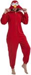 Sqlszt Elmo Street Adult Onesie Animal One Piece Pajamas Hollaween Costume Christmas Unisex Cosplay Sleepwear for Women Men Red S