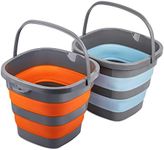 2 Pack Collapsible Plastic Bucket with 2.6 Gallon (10L) Each, Foldable Rectangular Tub for House Cleaning, Space Saving Outdoor Waterpot for Garden or Camping, Portable Fishing Water Pail