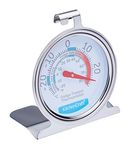 KitchenCraft Fridge Freezer Thermometer with Min Max Temperature Guide, Clear Dial, Stainless Steel, Silver