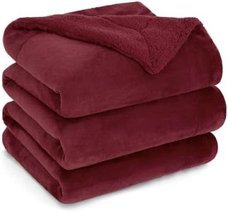 Bedsure Sherpa Fleece Throw Blanket King Size - Thick and Warm, Fluffy Microfiber Solid & Soft Bedspread for Bed and Couch Coverlet Sets, Red, 230x270cm
