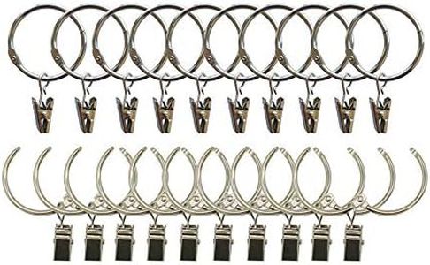 DODXIAOBEUL 3 inch Interior Diameter Open and Close Solid Metal Curtain Ring Hook Rustproof,Movable Clasp Suitable Fixed Pole Shower Curtain Rings/Strong Hooks Set Silver (30)