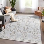 jinchan Area Rug 4x6 Boho Rug Taupe Geometric Mat Modern Area Rug for Kitchen Floor Cover Soft Distressed Floral Print Indoor Mat for Entryway Bedroom Living Room