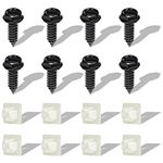 KINBOM 8pcs Black License Plate Screws,License Plate Bolts, Stainless Steel Screw Kit Anti-Theft for Fastening License Plates on Cars and Trucks, Nylon Screw Inserts, Frames and Cover Plates