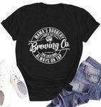 MOUSYA Mama's Boobery T Shirt Women Brewing Co Graphic Tees New Mom Funny Saying Short Sleeve Gifts Tee Tops, Black, Small