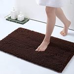 HOKIPO Chenille Luxury Bath Rug, Extra Soft And Absorbent Bathroom Rectangular Mat 45X60 Cm, Brown (Ar3797)