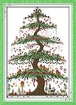 YEESAM ART New Cross Stitch Kit - Xmas Christmas Tree 14 CT 48 × 66 cm DIY Embroidery Set White Canvas - Cross Sewing Handmade Christmas Gifts Cross Stitch Kit