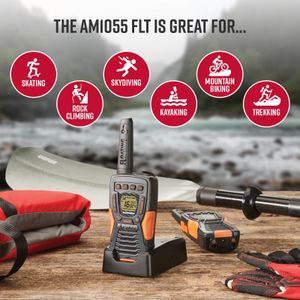 Cobra Floating Waterproof Walkie Talkies, 2-Pack – 12km Range, 16 Channels, Black