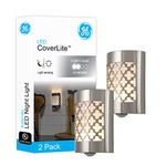 GE CoverLite LED Night Light, 2 Pack, Plug-in, Dusk-to-Dawn Sensor, Home Décor, Ideal for Kitchen Bathroom, Nursery, Bedroom, Hallway, 46815, Brushed Nickel | Moroccan, 2