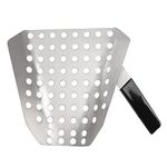 Popcorn Scoop Hole Stainless Steel French Fry Bagger Scoop Chip Popcorn Bagger Fries Scooper with Holes Ice Candy Snacks Desserts Scooper with Removable Handle