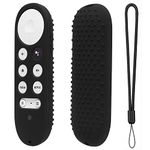 Oboe Silicone Full Wrap Remote Case Compatible with Google Chromecast Tv Voice Remote Protective Cover with Lanyard (Black)