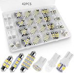 Zakolak 42 Pieces Interior Car Lights, Super Bright White Dome Map Tail Cab Lights Bulb Kit Set , DE3175 T10 31mm 41mm 194 LED Bulb for Your Trucks Width Lamp(White)