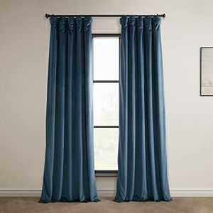 HPD Half Price Drapes VPYC-161270-96 Plush Velvet Curtain (1 Panel), 50 in x 96 in, Avalon Blue