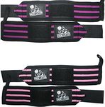 Wrist Wraps (2 Pairs/4 Wraps)for Weightlifting/Cross Training/Powerlifting-For Women & Men-Premium Quality Equipment & Accessories for the Absolutely Best Hand Strength-(Pink & Purple)-1 Year Warranty