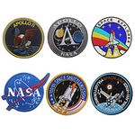 6 Pcs NASA Patches, Combination Hook-and-Loop Fastener NASA Embroidered Patches for Backpacks Caps Hats Bags Collection