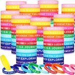 200 Pcs Motivational Quote Rubber Wristbands Colored Inspirational Silicone Bracelets Silicone Wristbands Inspirational Stretch Bracelets Rubber Bracelets for Women Men Teen Party Gifts, 20 Styles