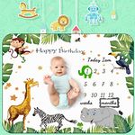 Jonnick Baby Monthly Milestone Blanket Boy or Girl | Safari Jungle Animals Months Blanket | Gender Neutral Photo Blanket for Newborn Baby | Super Soft Premium 40x60inch (Animal)