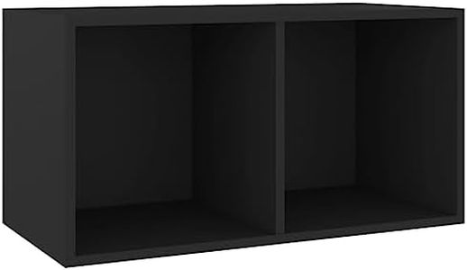 vidaXL Black Vinyl Record Storage Box - Engineered Wood - Dual Compartment - Office, Bedroom Organisation - 71x34x36 cm