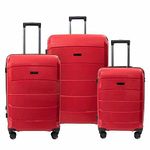 Air Canada Optimum 3Pcs Hardside Spinner Rolling Luggage & Wet Pouch Set Carry-On Suitcase - Red