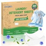 HOMERHYME Laundry Detergent Sheets - Fresh Linen Scent 200 Loads (100 Sheets),Plastic Free,Laundry Detergent Strips for Travel,Dorms, Home,Apartments,Liquidless Technology,Eco Friendly& Hypoallergenic