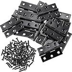 16 Pieces Small Door Hinges Stainless Steel Folding Butt Hinges Home Furniture Hardware Piano Cabinet Door Hinge with 96 Pieces Stainless Steel Screws (Black, 2 Inch)