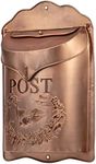 Red Co. Copper & Rust Post Box, Aged Vintage Inspired Shabby Chic Large Metal Decorative Mailbox, Wall Mounted Design, 11 x 16 Inches