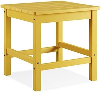 Psilvam Oversized Outdoor Side Table, 19.68" Poly Lumber Adirondack Side Table, Weather Resistant Patio Side Table for Poolside, Garden and Front Porch (Yellow)