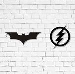 AD INFINITUM ® Superheros logo wall art| 6mm MDF Wood (without lights)| for Comic Lover, Gifting, Kids Room, Gaming Setup, Gaming Room, Man Cave (pack of 2 | the Dark Knight & Flash)