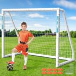 Fostoy Soccer Goal, Soccer Goal for Backyard, Weatherproof UPVC Soccer Goals with Soccer Training and 2 Sets of Soccer Nets, Portable Soccer Goal for Youth and Adults Practice Training (10×6.5FT)