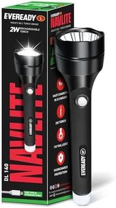 Eveready Navlite DL140, Rechargeable 2W Led Torch + 1W Emergency Tail Light, Metallic Finish, Type B/Micro USB Charging, Overcharge Protection, Powered By BIS Certified Li-Ion Battery