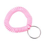 PATIKIL Spiral Keychain, 4 Pack Plastic Wrist Coil Keyring Wristband Stretchable Key Holder Lanyard for Sports Outdoor, Pink