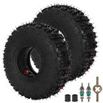 RUTU 4.10/3.50-4 410/350-4 Tire and Inner Tube with TR87 Bent Valve Stem for Lawn Mowers Hand Trucks Wheelbarrows Trailers Dollies Wagons Snow Blowers Generators Go Kart Kid ATV 2 Pack