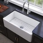 Miuara Farmhouse Sink 33 Inch - Large Farm Sink 33"x18",9" Deep White Farmhouse Sink Single Bowl, Fireclay Apron Sink,Farmer Barn Sink Reversible,Undermount Kitchen Sink with 2 Accessories,for Kitchen