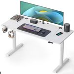 FEZIBO Standing Desk, 140 x 60 cm, Electric Height Adjustable Desk with Memory Control and Anti-Collision Technology, White