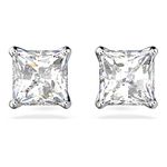 Swarovski Attract Square Stud Pierced Earrings with Clear Crystals on a Rhodium Plated Setting with Butterfly Back Closure