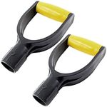 Jiozermi 2 Pcs Plastic Shovel D Grip Handle, 32mm / 1.26" Inner Diameter Spade Handle, Shovel Handle for Digging Raking Tools, Yellow