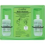 Honeywell 16 oz. (473 ml) Double Bottle Sterile Saline Eye Wash Wall Station (Trilingual, Includes 2 Full Bottles)