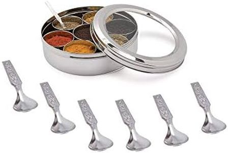 Shradha Trading Stainless Steel Transparent Masala Box/Spice Box/Masala Dabba/Spice Container - 7 Containers, Steel Masala Box/Masala Dabba/Spice Box, Kitchen Spice Box, Spice Box for Chefs