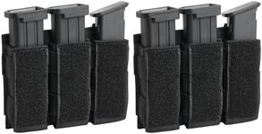 2pc Triple Pistol Mag Pouch, Tactical Molle Pouch Single Double Stack Magazine for 9mm/.40 Calibers 10mm 45ACP Glock S&W M&P, Sig P365, P365XL,226/229, Springfield 1911