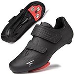 Mens Womens Cycling Shoes Compatible with Pelaton Road Bike Pelaton Shoes Riding Shoes Bicycle Pre-Installed Delta Cleats, Black With Cleats, 7.5 Women/5.5 Men