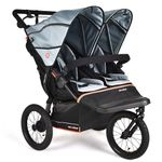 Out'n'About Nipper Double V6 Plus Pushchair with Raincover, Certified Running Buggy, Lightweight One-Hand Fold All-Terrain Twin Stroller Pram with Suspension, 14” Air-Filled Wheels (Rocksalt Grey)