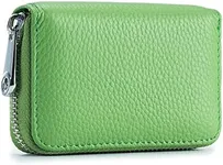 EASTNIGHTS RFID Credit Card Holder Genuine Leather Credit Card Wallet with Zipper (light green)