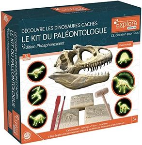 EXPLORA - Dinosaures Phosphorescents - Kit De Paléontologue - 039400 - Plâtre à Creuser - Kit de Découverte - Jeu pour Enfant - Scientifique - Éducatif - Aventure - Jouet - À Partir de 5 Ans