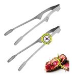 NEWTOKI 2pcs of Self-Standing Tongs, Stainless Steel, for Korean & Japanese BBQ Cooking Utensils, Clean & Convenient Use, Non-Slip Serrated Tips, Made in Korea