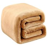 Polar Fleece Throw Blankets Travel Size for The Bed Extra Soft Brush Fabric Super Warm Sofa Throw Blanket 50" x 61"(Camel Travel)