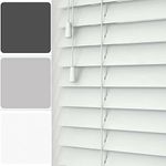 Made To Measure Real Wood Venetian Blind White, 210cm Width x 120cm Drop, String