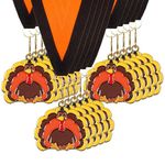 Sasylvia 20 Pcs Thanksgiving Turkey Gold Medals 2'' Metal Colorful Turkey Trot Medals with Ribbon Leaves Wreath Turkey Race Medals Thanksgiving Awards for Kids Family